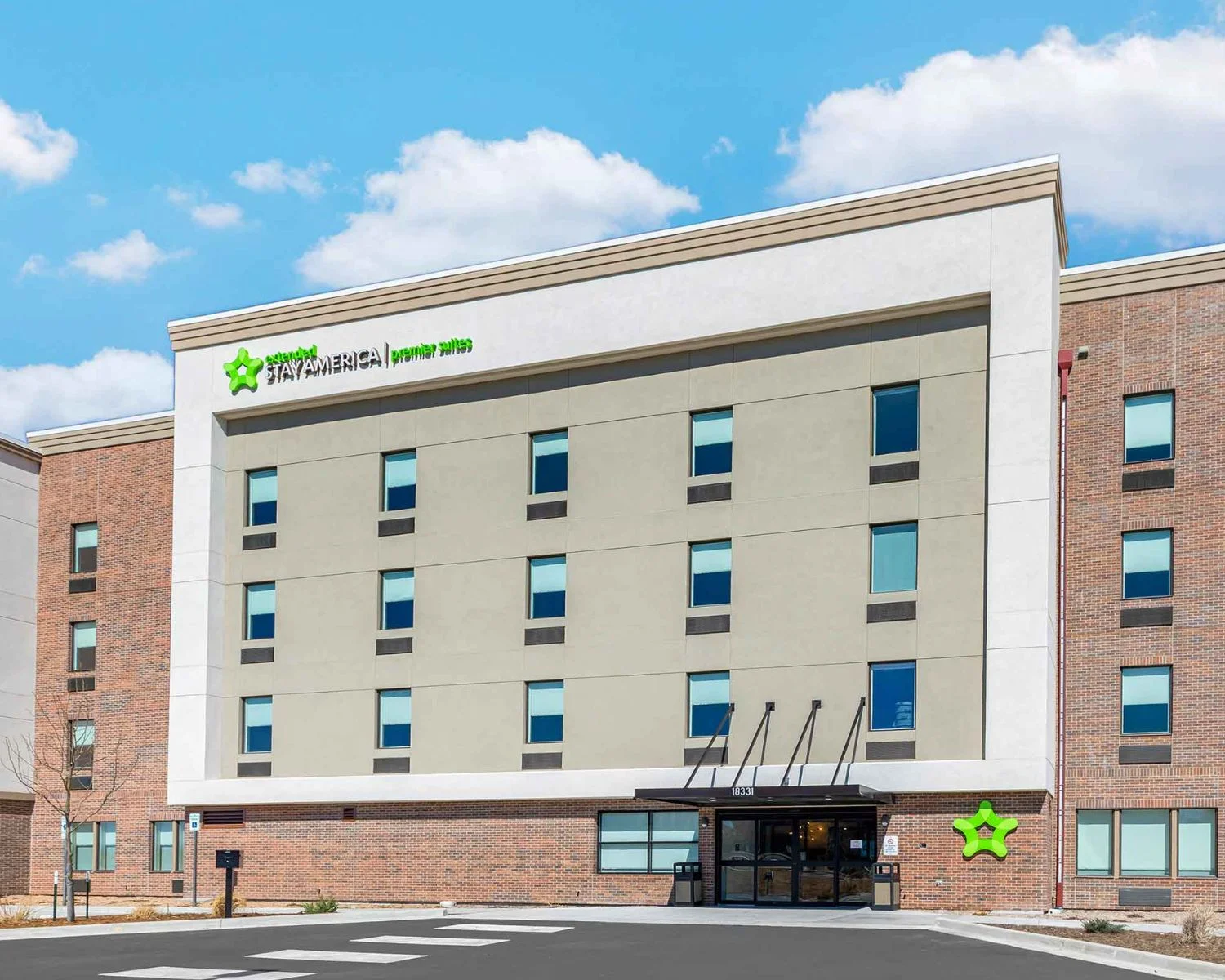 Exterior of Extended Stay America Denver hotel.